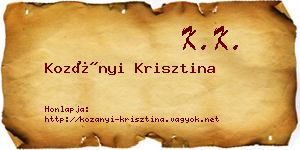 Kozányi Krisztina névjegykártya